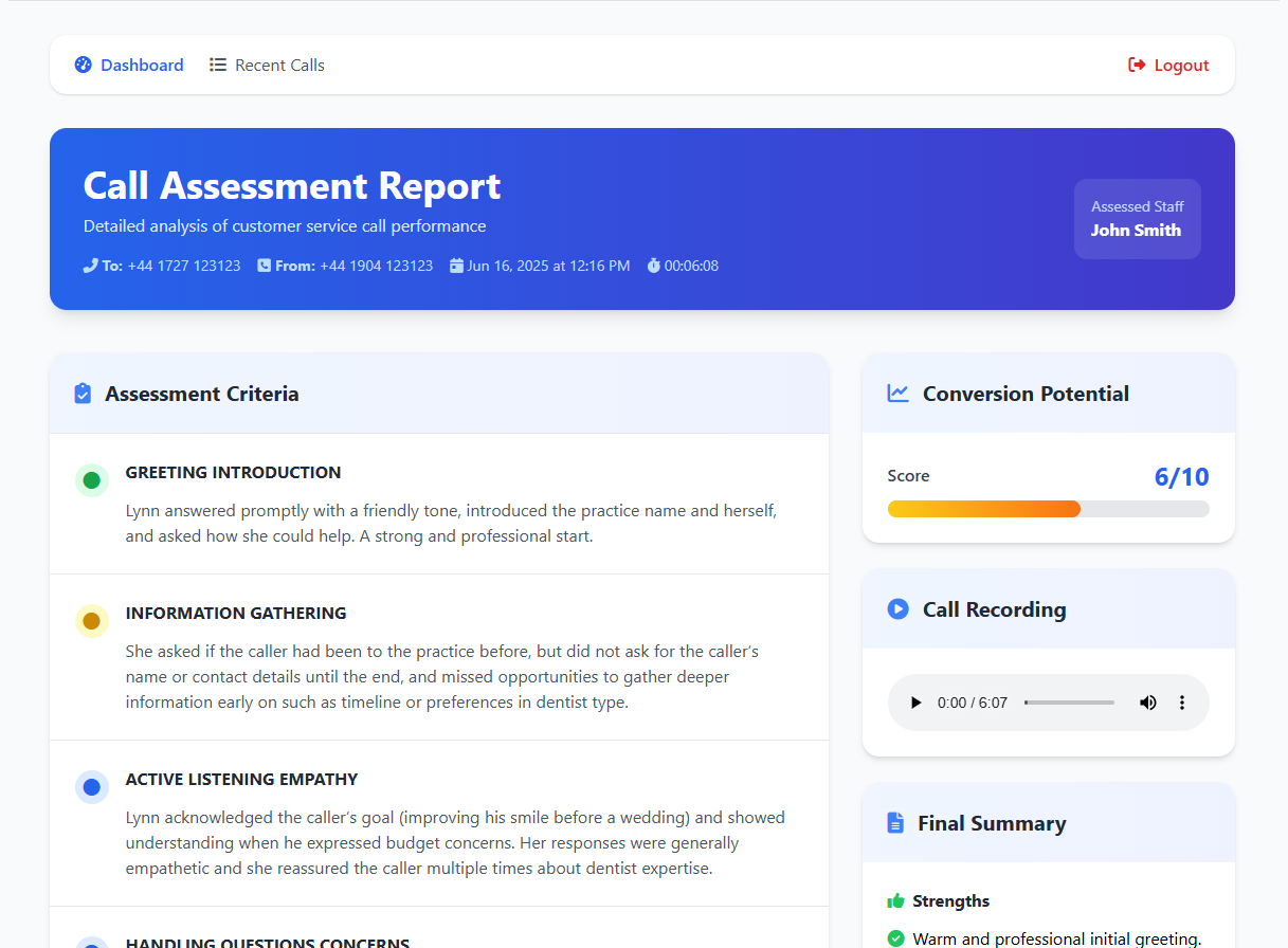 DentiCall Dashboard